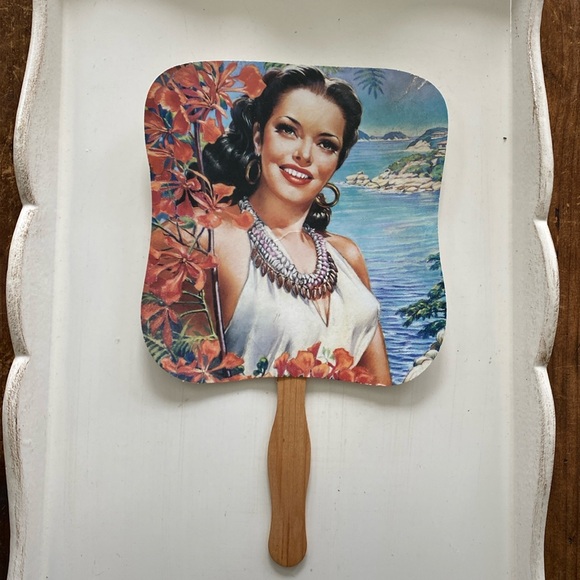 Buffalo Exchange Vintage Hawaii Pin Up Girl Promotional Paper Hand Fan Ephemera - Picture 2 of 10